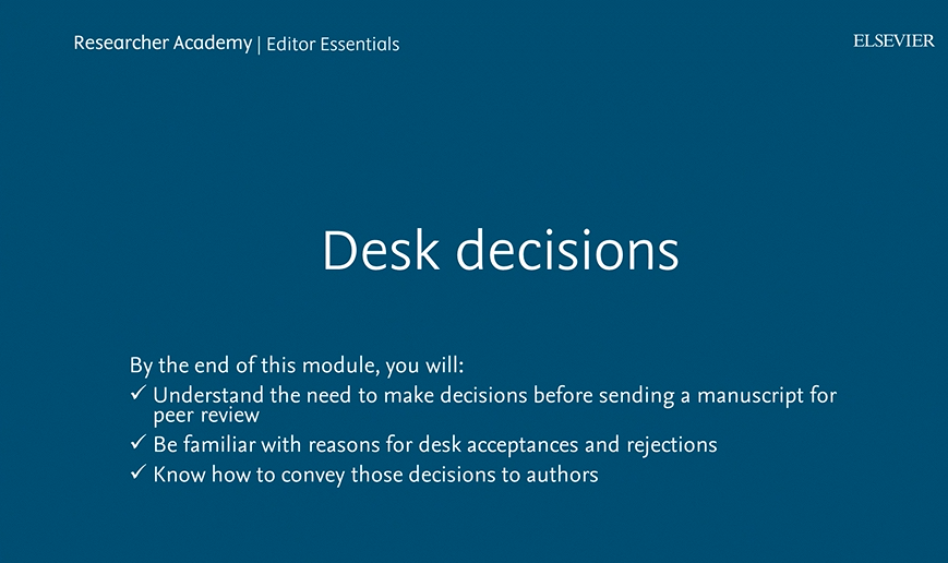 Desk decisions Elsevier Researcher Academy